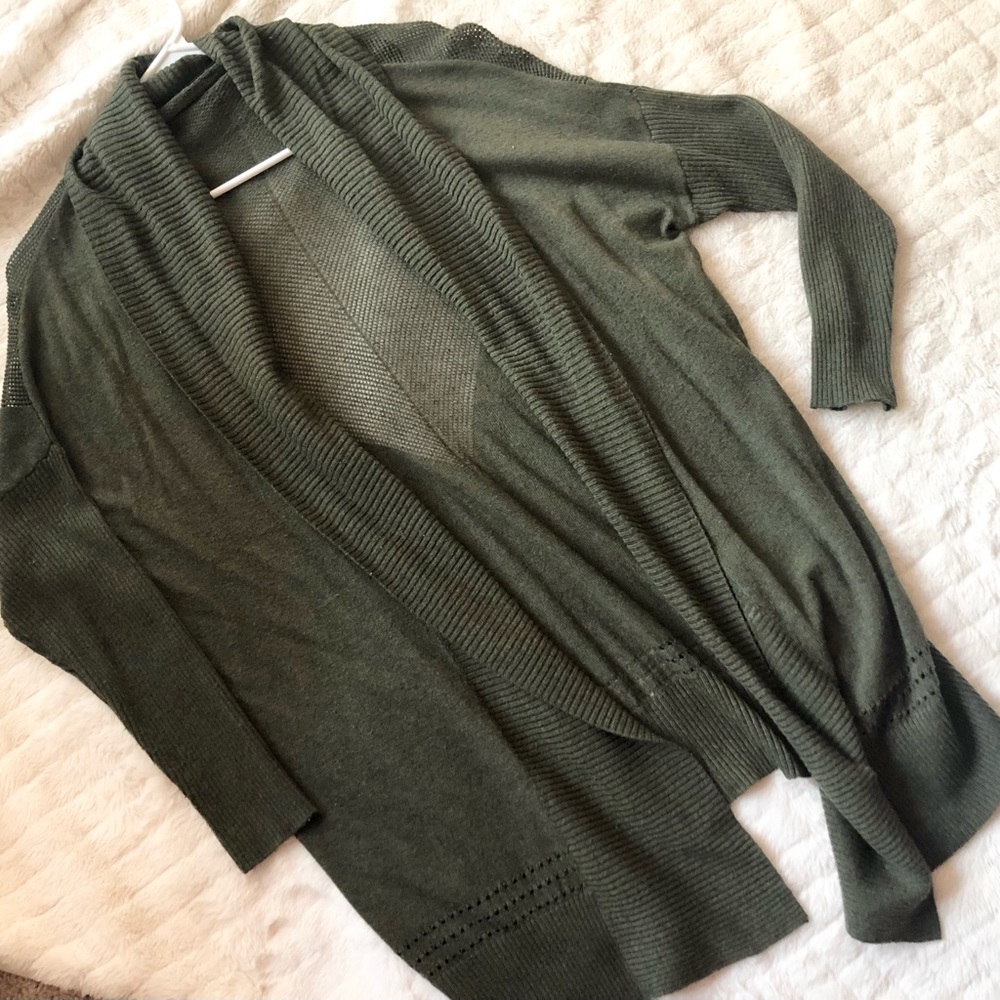 Forest green shawl collar cardigan wrap sweater